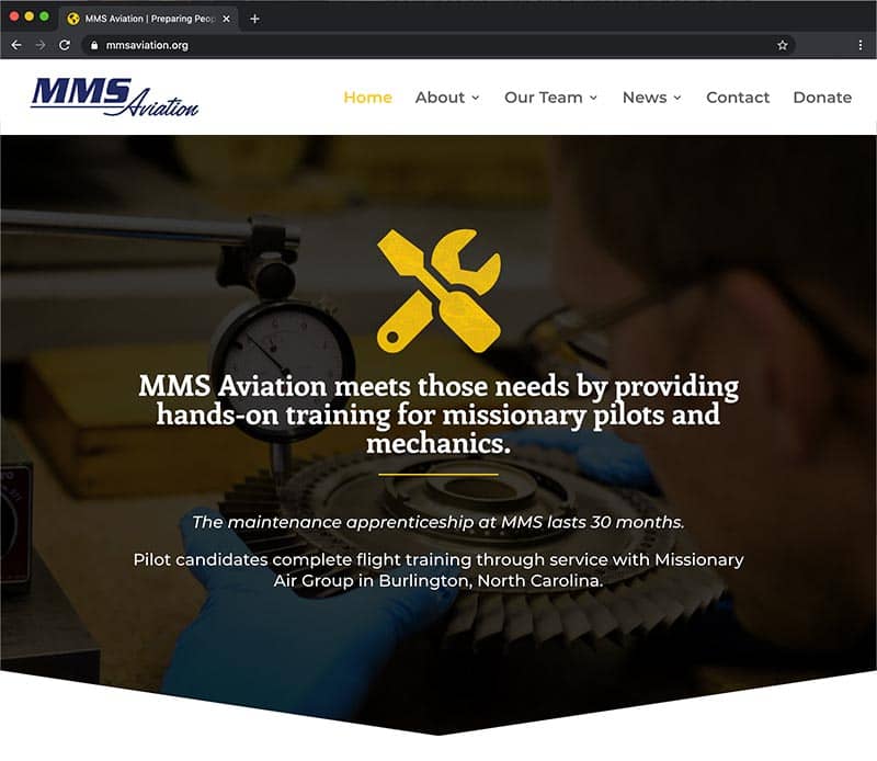 MMS Aviation New Website Design Home Page